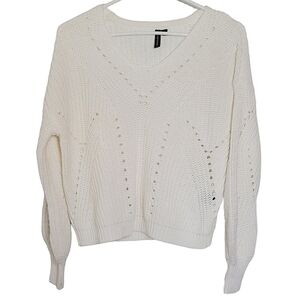 7153-12 * Moon & Madison Open Knit Sweater Ivory Size XS